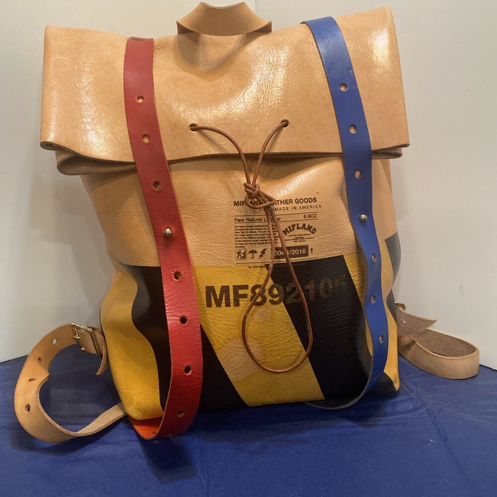 Mifland Hand Leather Rolltop Rucksack Backpack One of a Kind